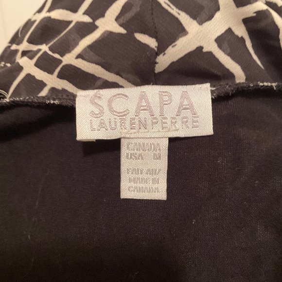 Scapa Lauren Perre Blouse M Black White Crossover Neckline Long Sleeve - Picture 10 of 10